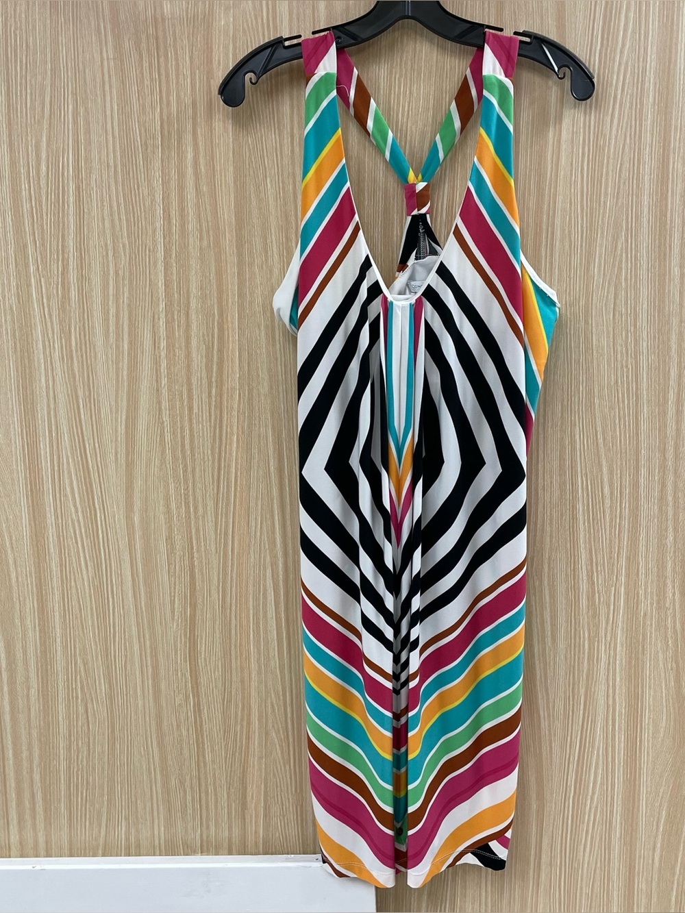 London times white stripe dress size 10